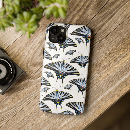 Light Blue Swallowtail Butterflies Watercolor Illustrated Pale Blue Tough Phone Case | Various Models