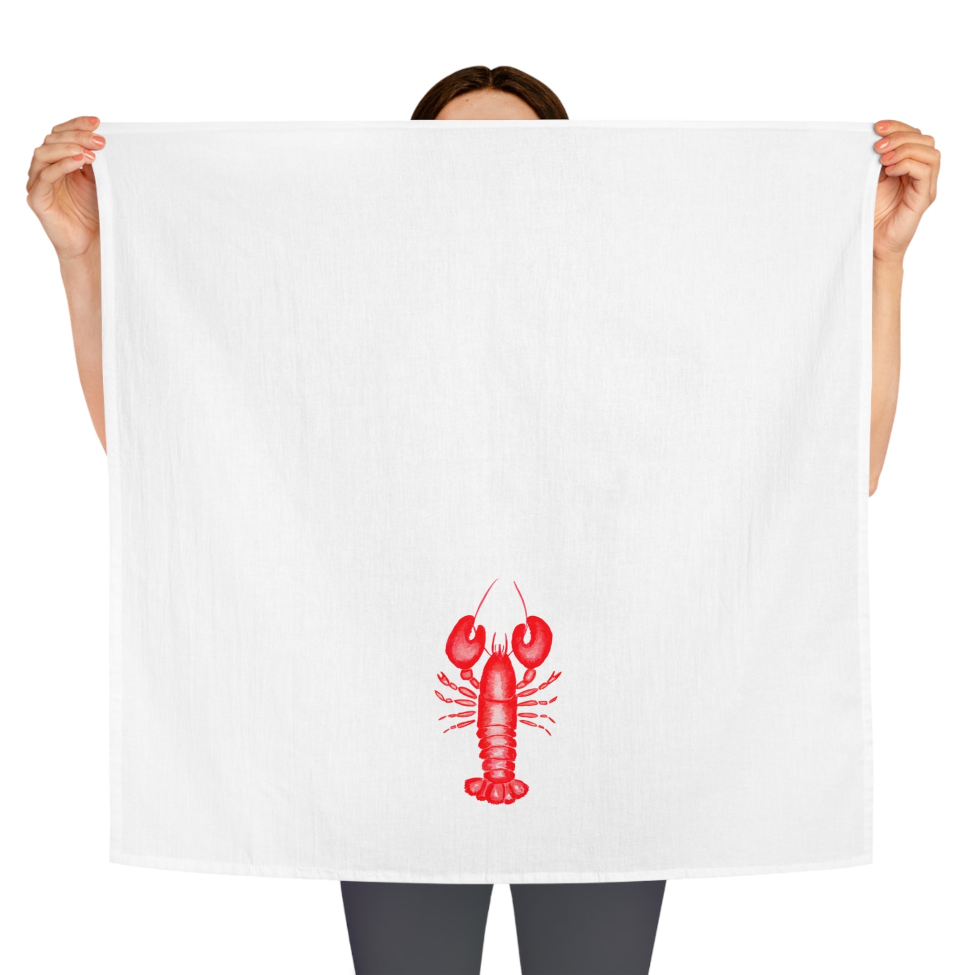 Red Lobster Watercolor Illustrated Tea Towel