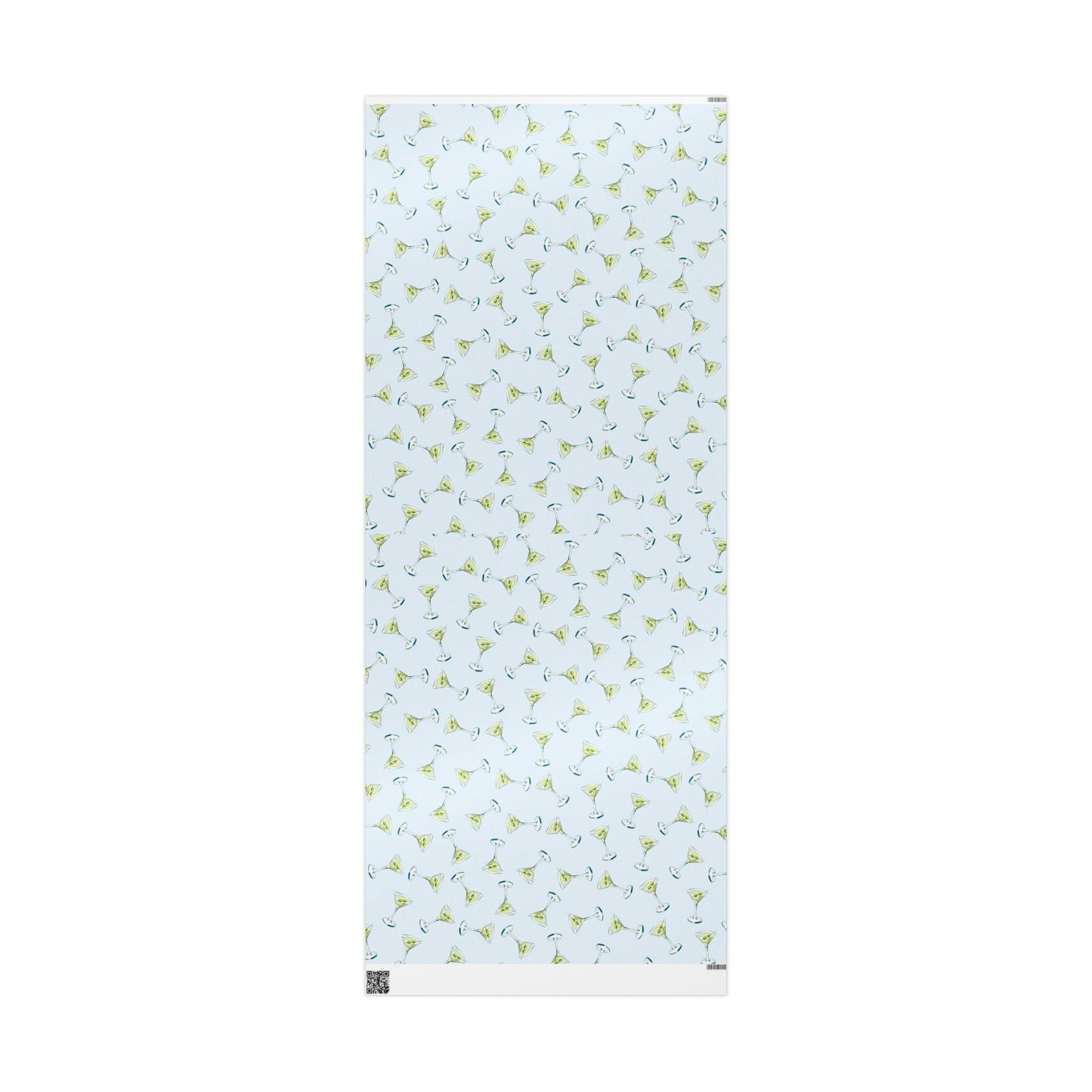 Gift Wrap | Pale Blue Watercolor Martini Tossed Pattern | Matte or Glossy 30" x 72" Glossy