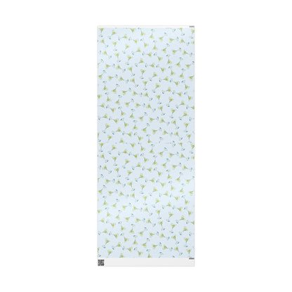 Gift Wrap | Pale Blue Watercolor Martini Tossed Pattern | Matte or Glossy 30" x 72" Glossy