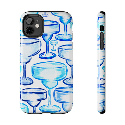 Coastal Shades of Blue Watercolor Margaritas Tough Phone Case | Various Models Available iPhone 11
