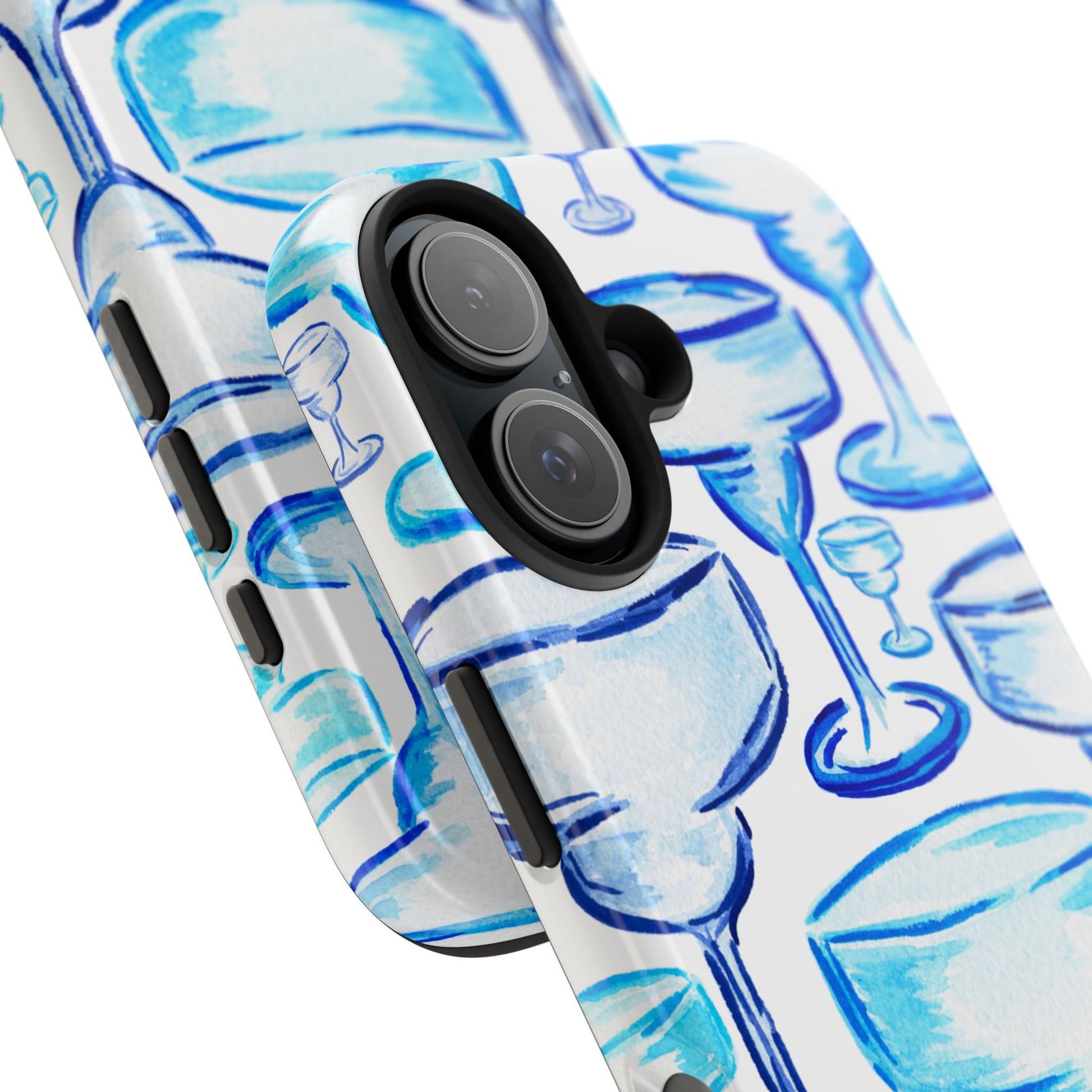 Coastal Shades of Blue Watercolor Margaritas Tough Phone Case | Various Models Available