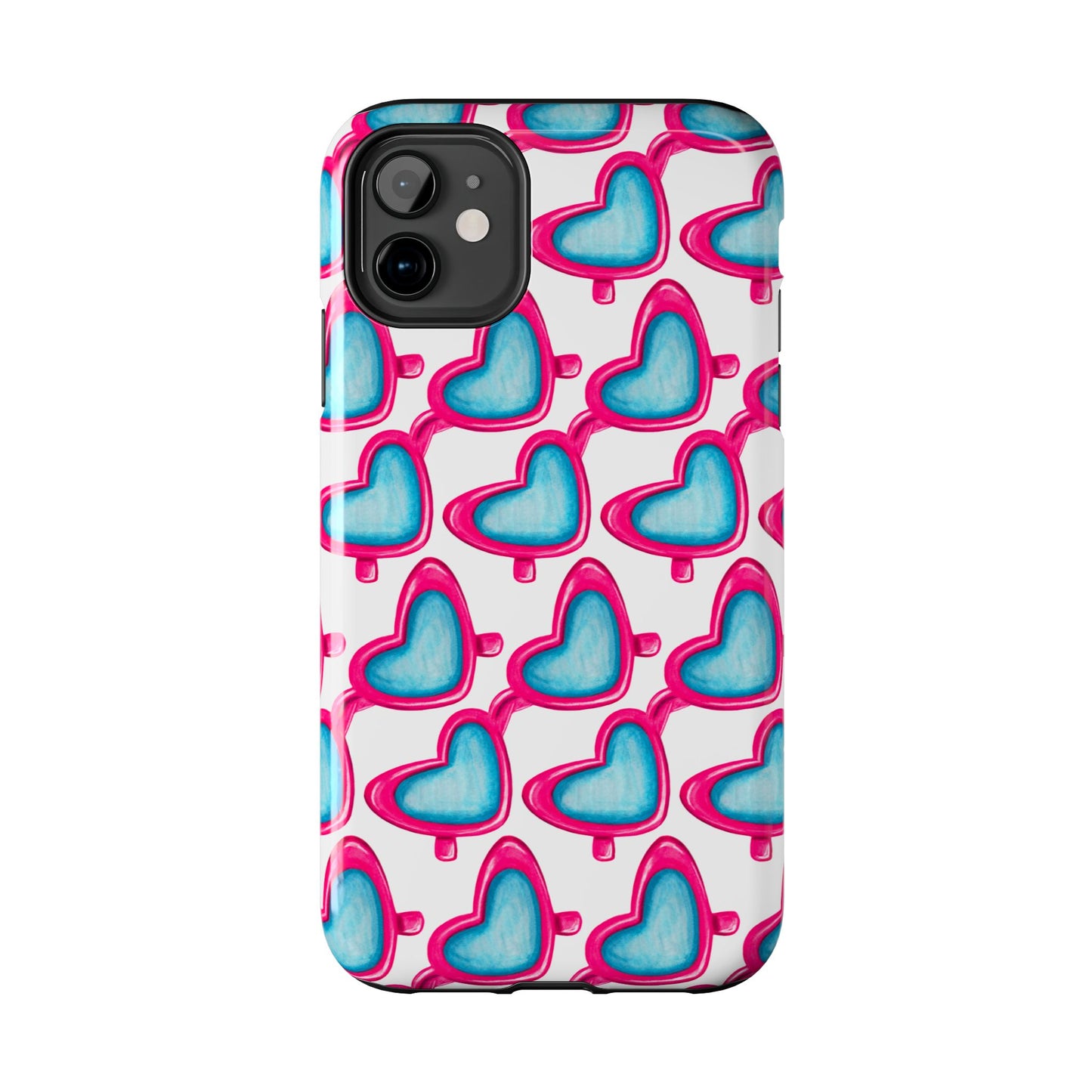 Pink Heart Shaped Sunglasses Watercolor Illustrated Tough Phone Case | Various Models