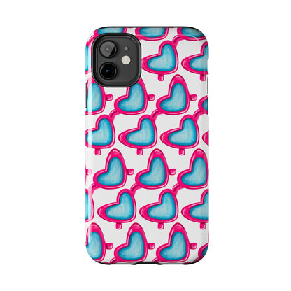 Pink Heart Shaped Sunglasses Watercolor Illustrated Tough Phone Case | Various Models