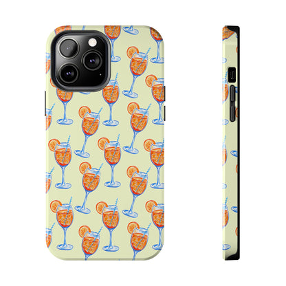 Lemon Yellow Orange & Blue Aperol Spritz Watercolor Patterned Tough Phone Case | Various Models iPhone 13 Pro Max