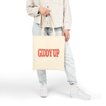 Canvas Tote | Giddy Up Hot Pink and Orange Farmers Market Tote | Bachelorette Western Preppy Gift | Coastal Cowgirl Howdy