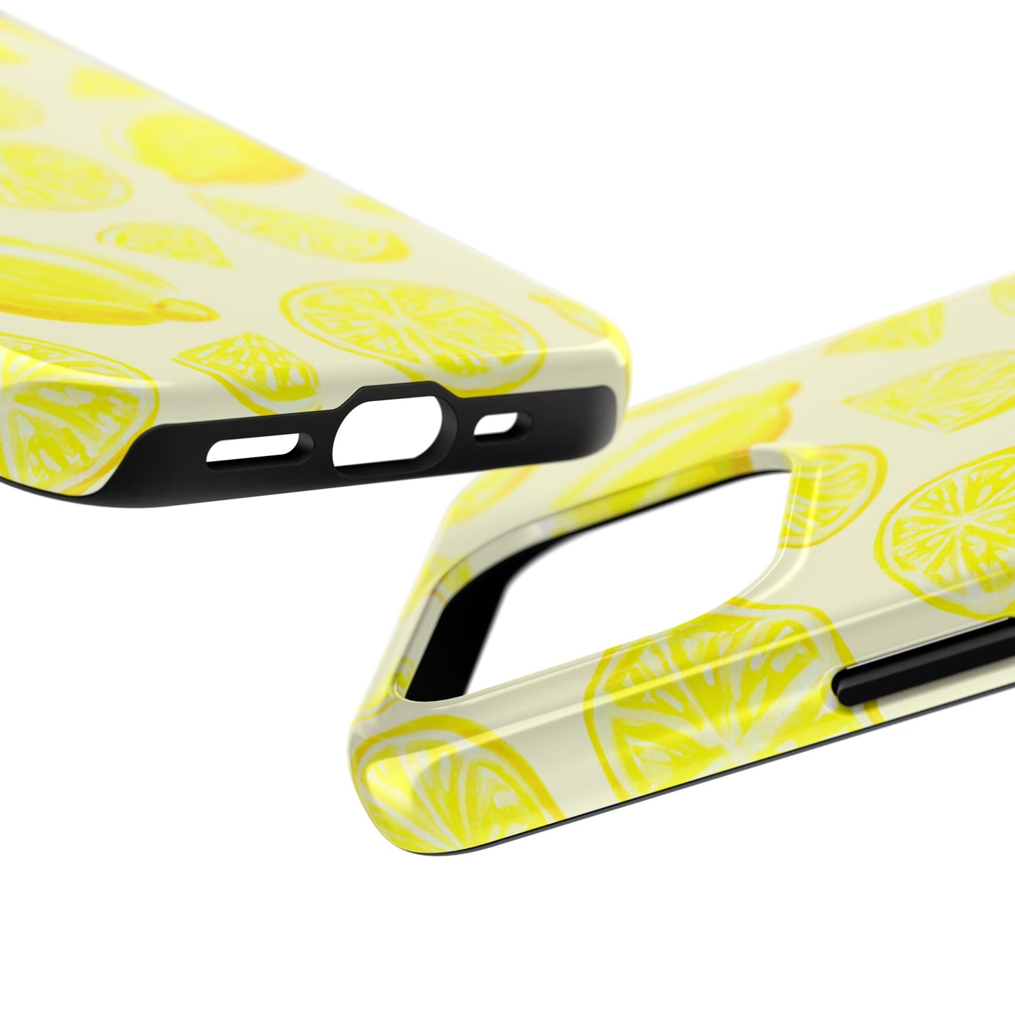 Bright Yellow Lemons Watercolor Illustrated Tossed Pattern Pale Yellow Tough Phone Case | Various Models