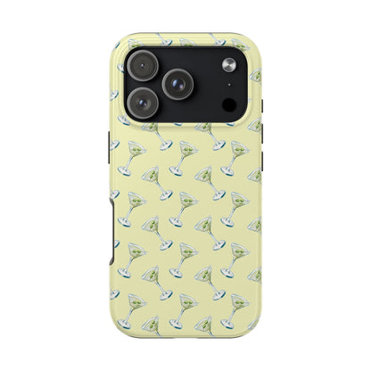Yellow Mini Martini Watercolor Illustrated Tossed Pattern Tough Phone Case | Various Models Available iPhone 17 Pro