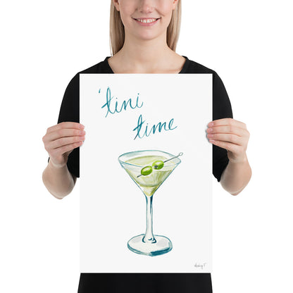Print | Watercolor Tini Time Martini 12×18