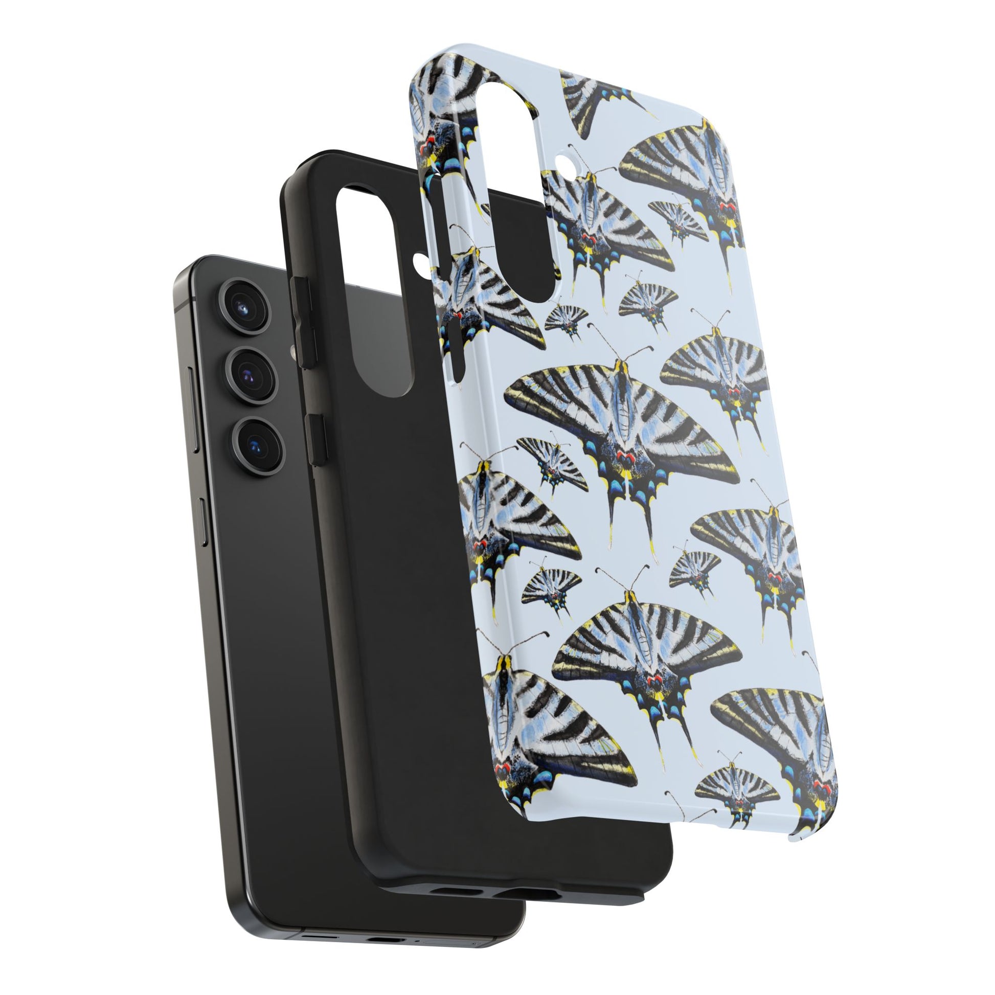 Light Blue Swallowtail Butterflies Watercolor Illustrated Pale Blue Tough Phone Case | Various Models