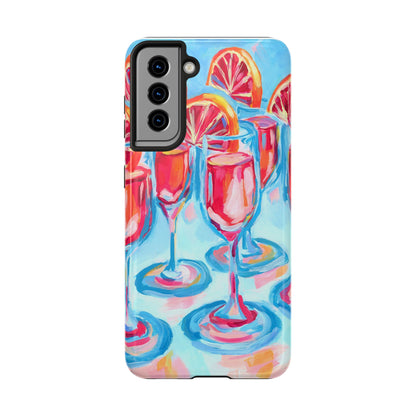 Pink Blood Orange Mimosas Blue Champagne Flute Acrylic Tough Phone Case | Various Models Available