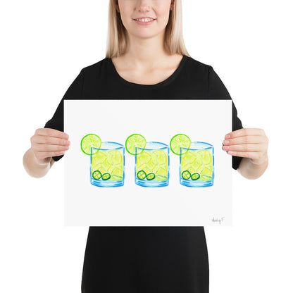 Print | Watercolor Spicy Margarita Trio 12″×16″ 5″×7″