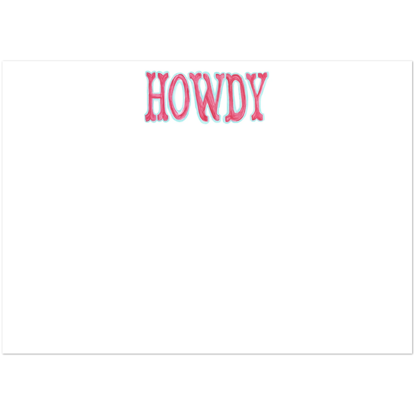 Howdy Watercolor Illustrated Flat Notecards | Set of 10 Cards & Envelopes | 4 Colors | 2 Sizes 5R (5 x 7″) Hot Pink & Blue
