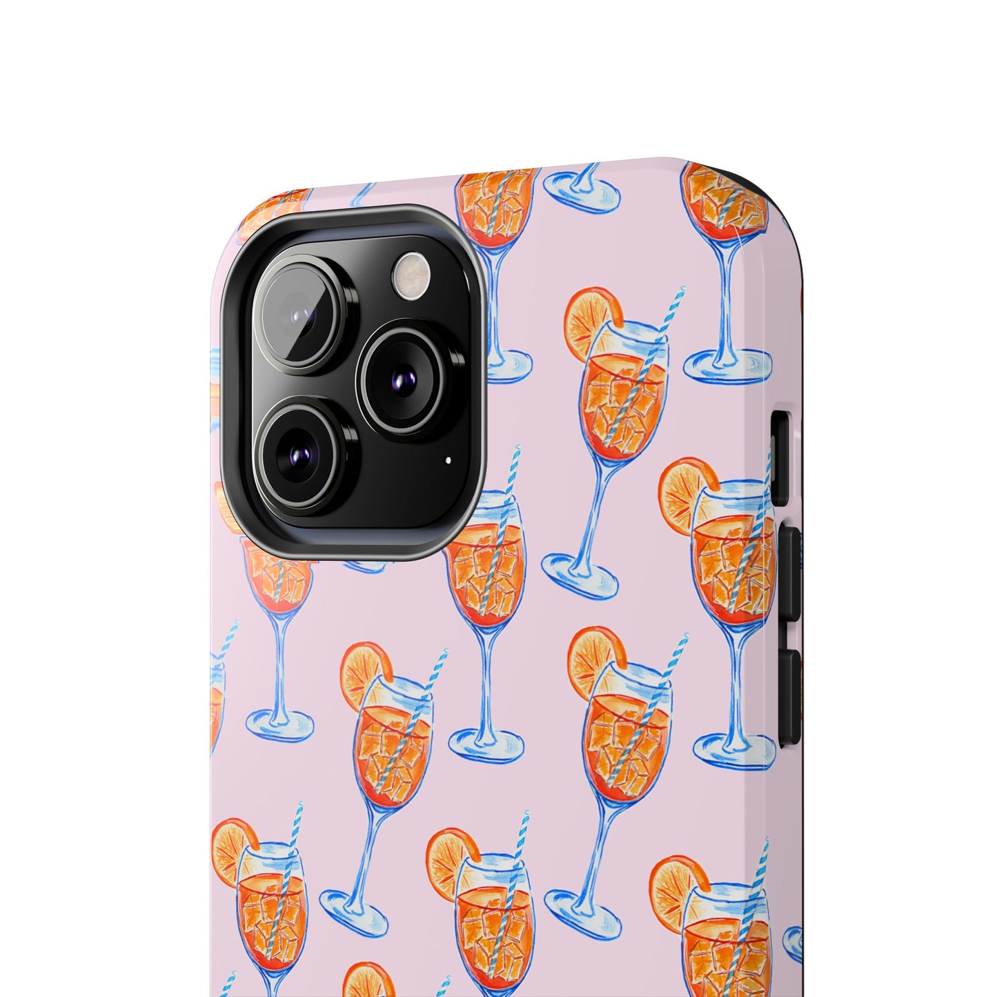 Orange & Blue Aperol Spritz Watercolor Patterned Blush Pink Tough Phone Case | Various Models