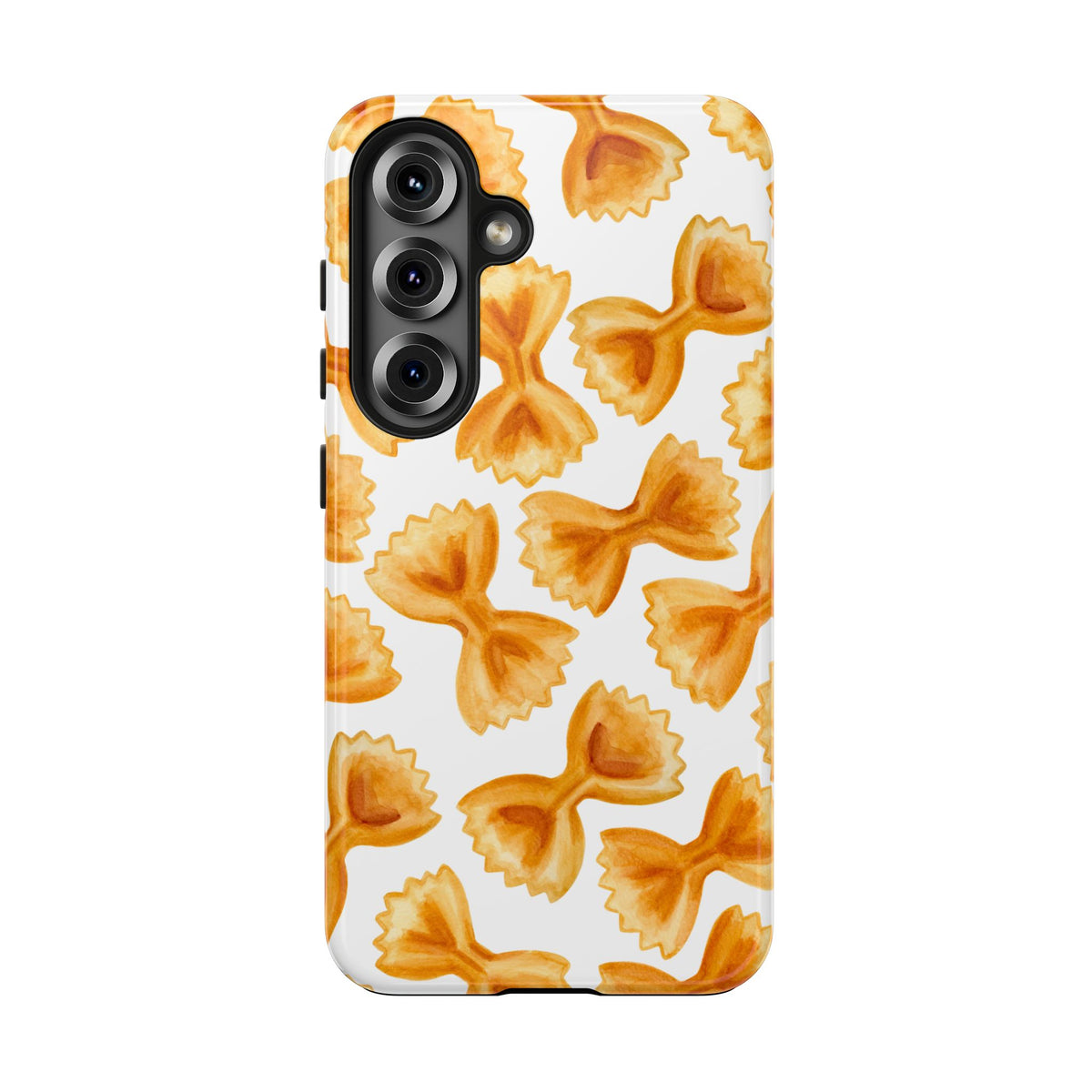 Tossed Farfalle Bow Tie Pasta Watercolor Illustrated White Tough Phone Case | Various Models Samsung Galaxy S25