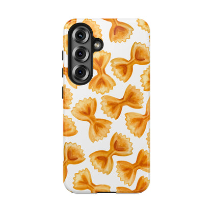 Tossed Farfalle Bow Tie Pasta Watercolor Illustrated White Tough Phone Case | Various Models Samsung Galaxy S25