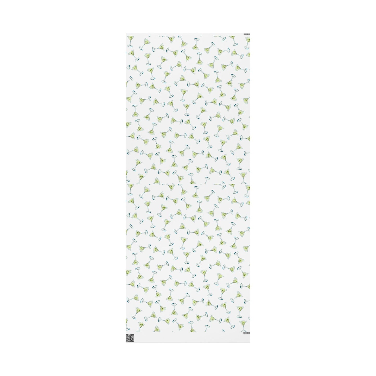 Gift Wrap | Martini Watercolor Illustrated Tossed Pattern | Matte or Glossy 30" x 72" Matte