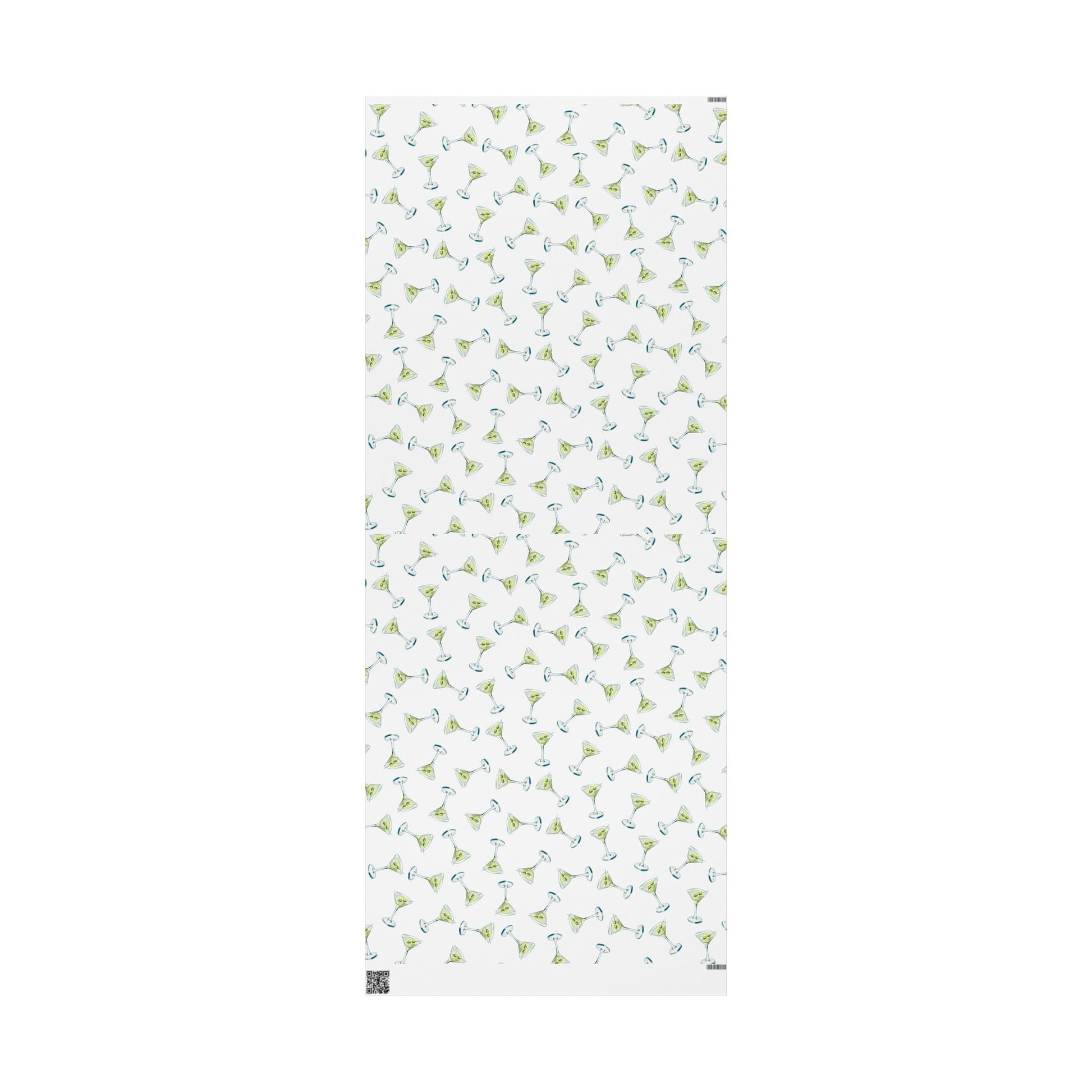 Gift Wrap | Martini Watercolor Illustrated Tossed Pattern | Matte or Glossy 30" x 72" Matte