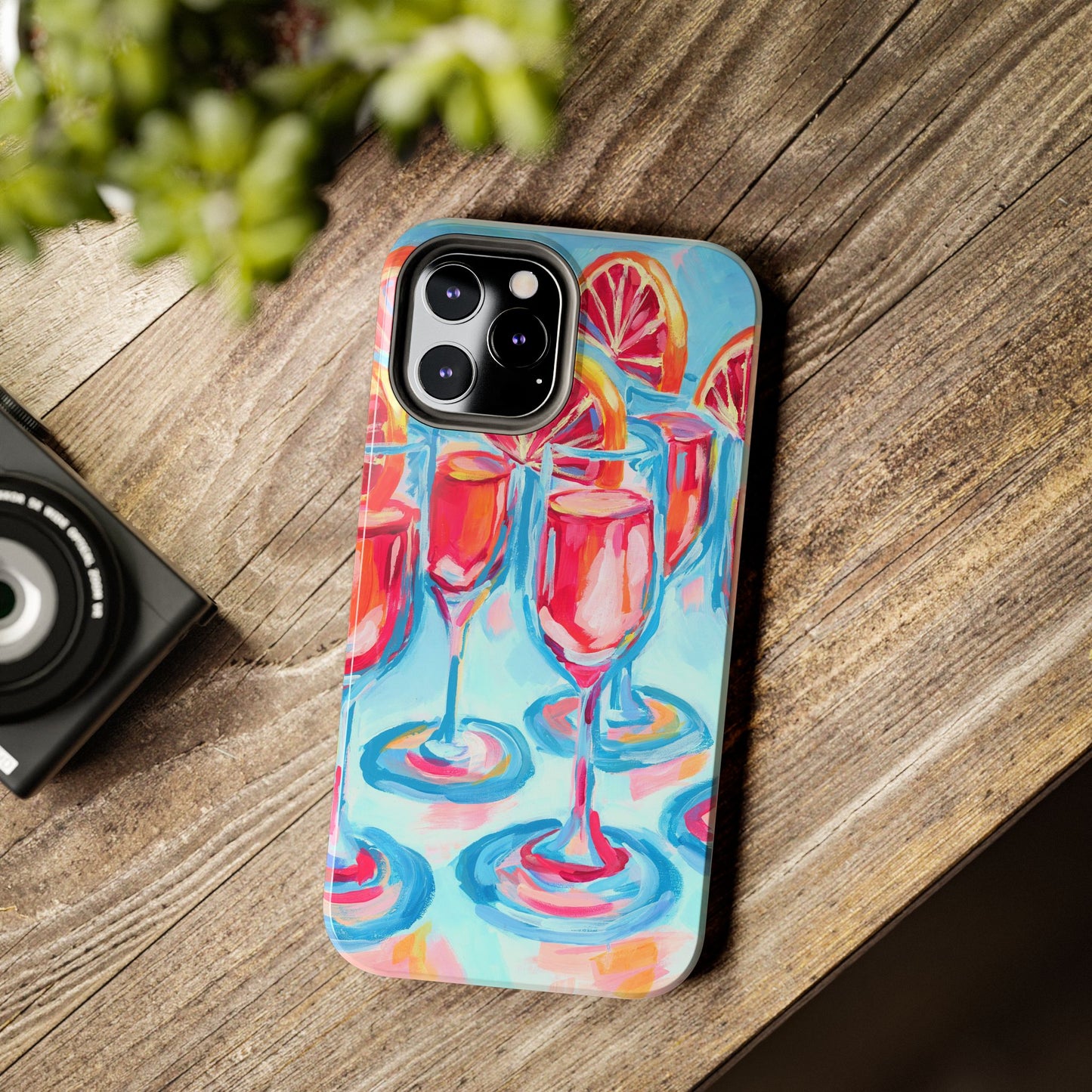 Pink Blood Orange Mimosas Blue Champagne Flute Acrylic Tough Phone Case | Various Models Available