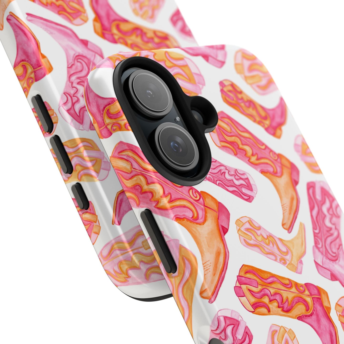 Tossed Hot Pink & Orange Cowboy Boots Tough Phone Cases | Various Models Available