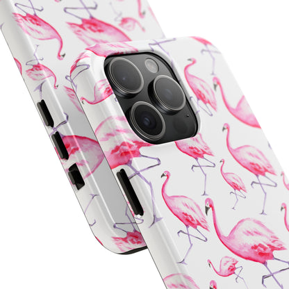 Hot Pink Flamingos Watercolor Illustrated Tossed Pattern Phone Case | Various Models