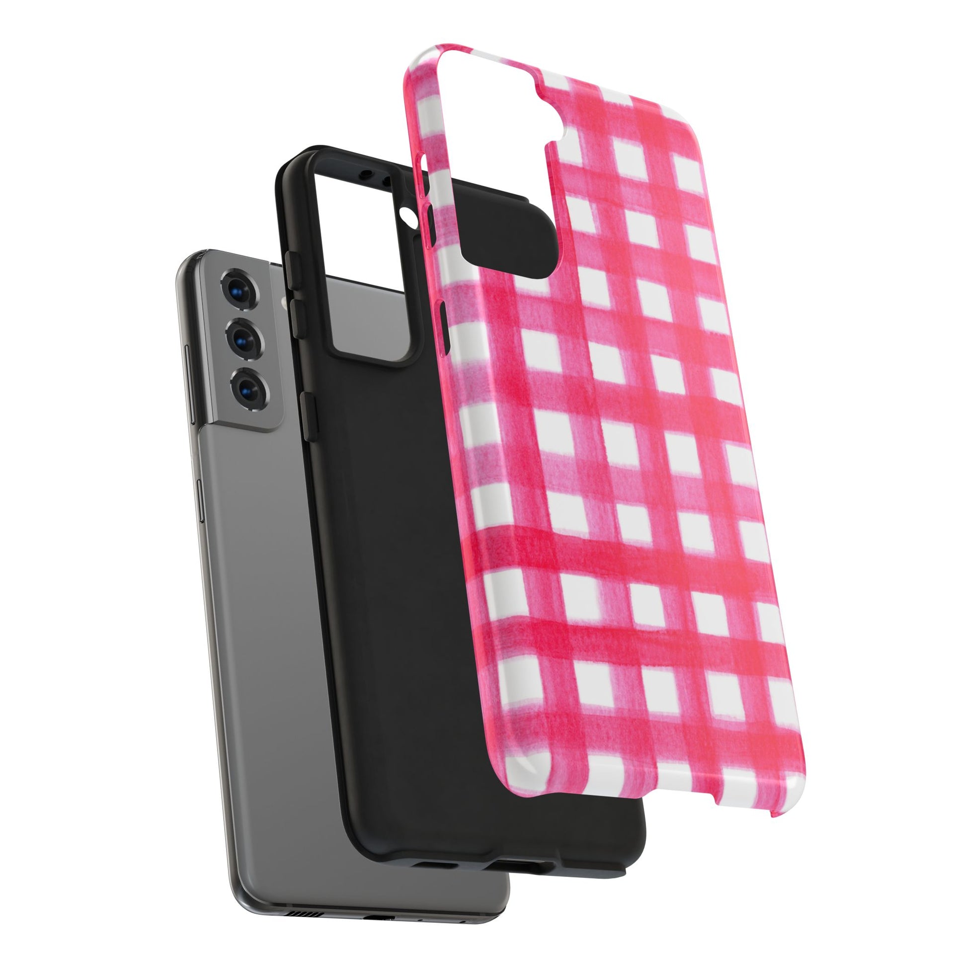 Hot Pink Gingham Watercolor Preppy Tough Phone Case | Various models