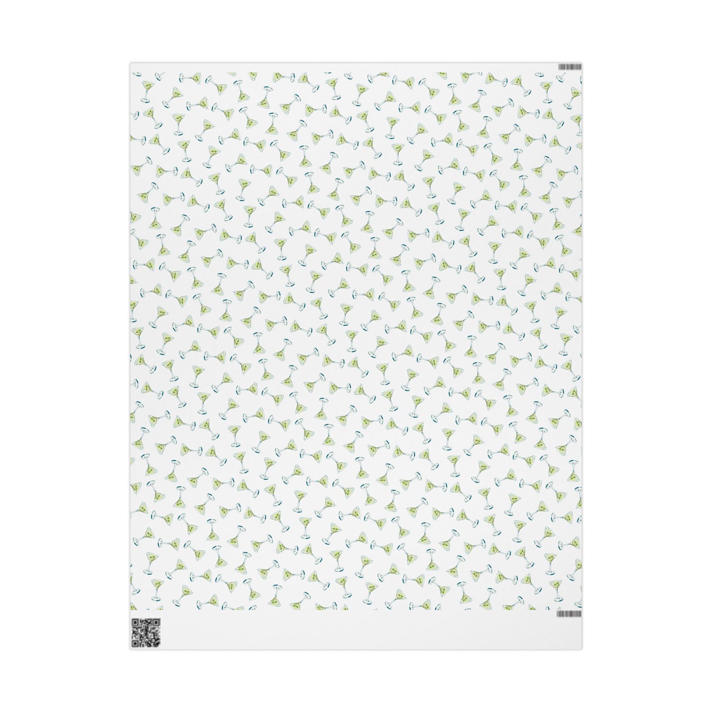 Gift Wrap | Mini Watercolor Martini Tossed Pattern | Matte or Glossy 30" x 36" Matte