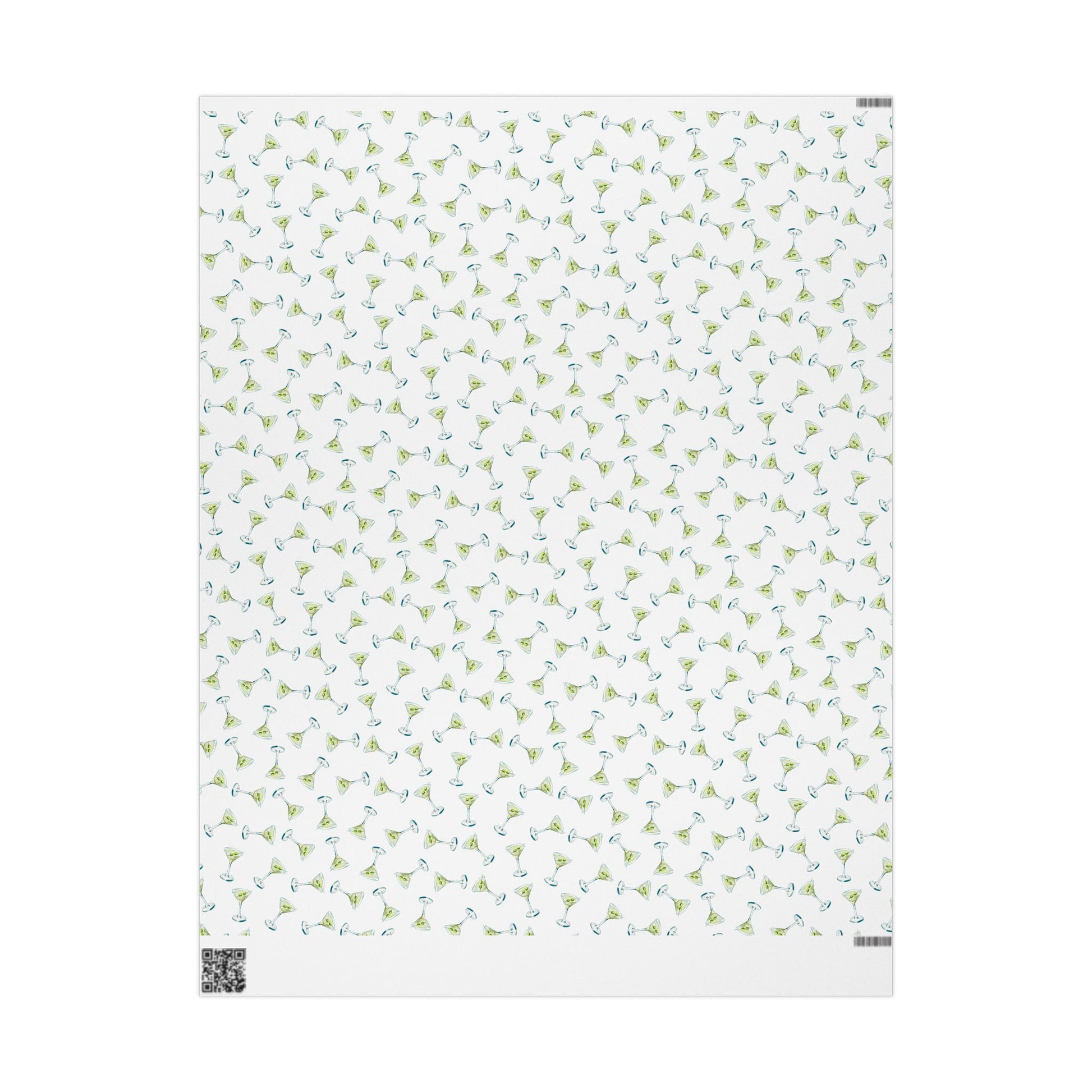 Gift Wrap | Mini Watercolor Martini Tossed Pattern | Matte or Glossy 30" x 36" Matte