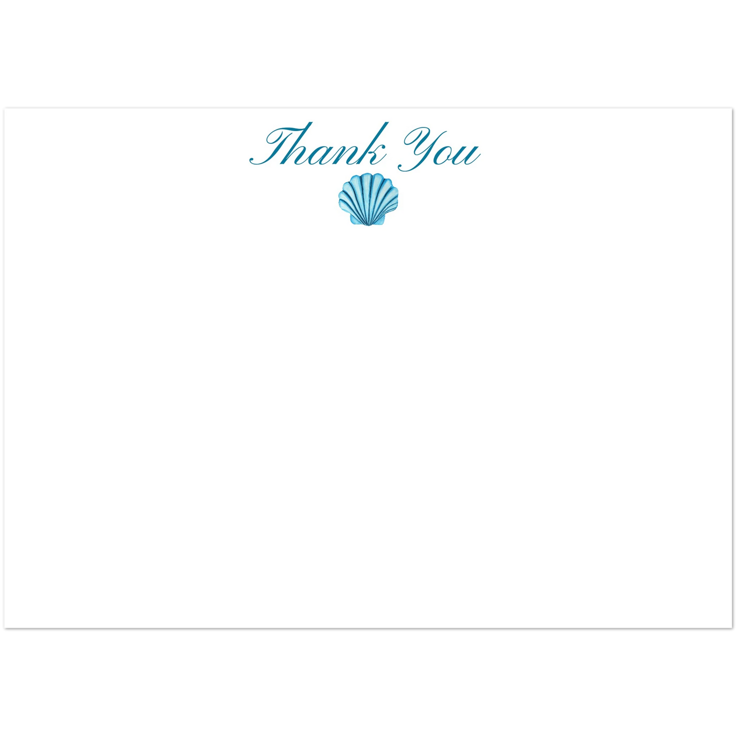 Personalized Blue or Turquoise Sea Shell Watercolor Illustrated Flat Notecards | Set of 10 Cards & Envelopes | 2 Sizes 5R (5 x 7″) Turquoise