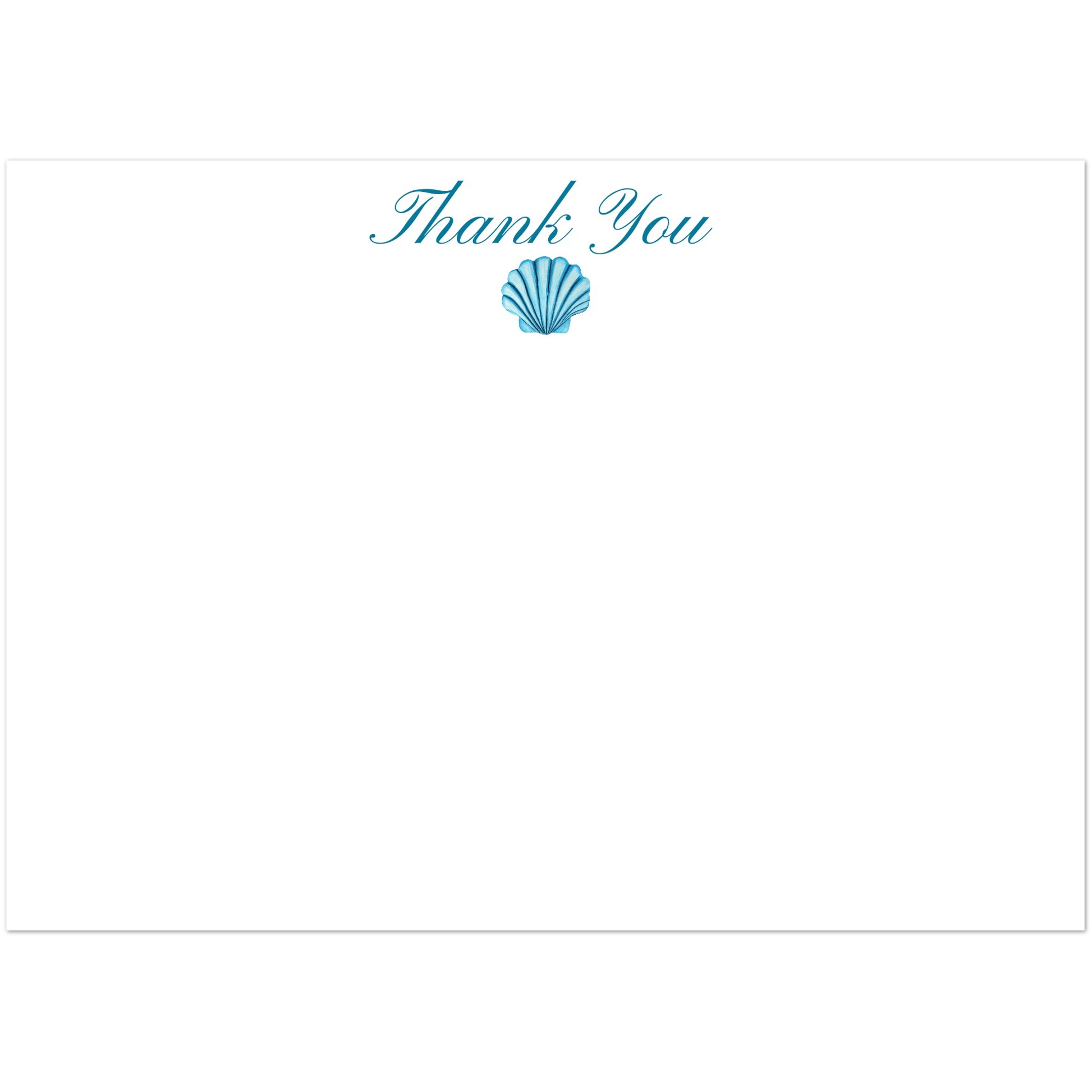 Personalized Blue or Turquoise Sea Shell Watercolor Illustrated Flat Notecards | Set of 10 Cards & Envelopes | 2 Sizes 5R (5 x 7″) Turquoise