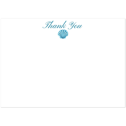 Personalized Blue or Turquoise Sea Shell Watercolor Illustrated Flat Notecards | Set of 10 Cards & Envelopes | 2 Sizes 5R (5 x 7″) Turquoise
