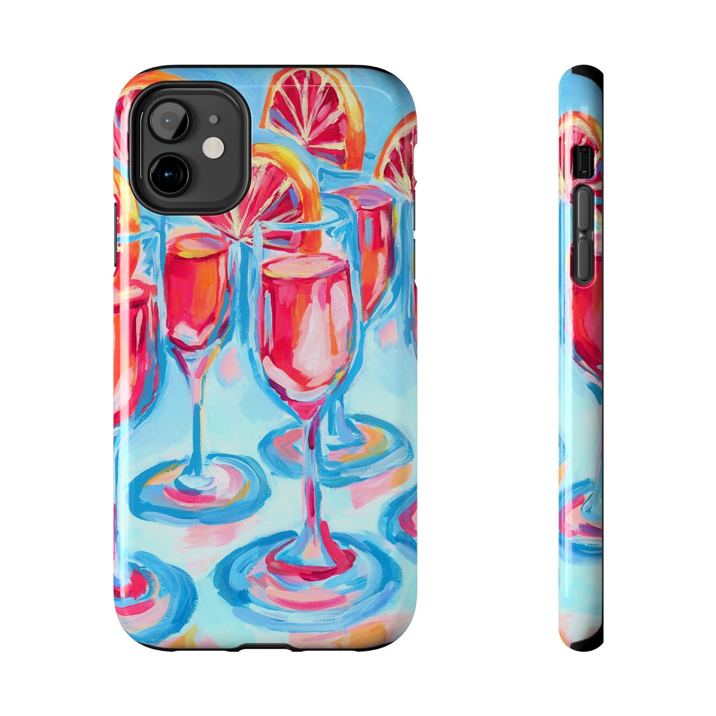 Pink Blood Orange Mimosas Blue Champagne Flute Acrylic Tough Phone Case | Various Models Available