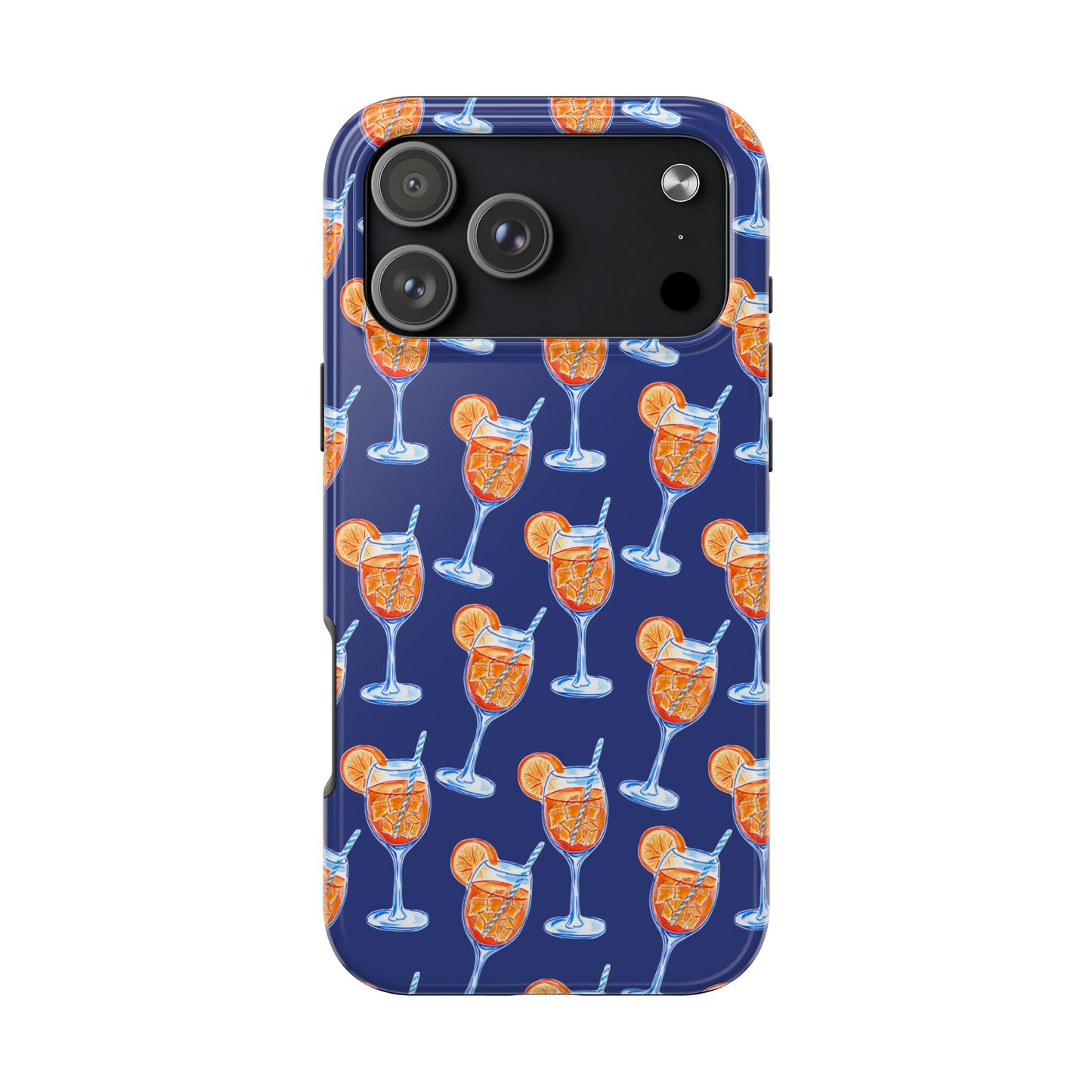 Orange & Blue Aperol Spritz Watercolor Pattern Navy Tough Case | Various Models iPhone 17 Pro Max