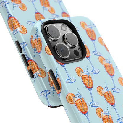 Orange & Blue Aperol Spritz Watercolor Pattern Turquoise Phone Case | Various Models