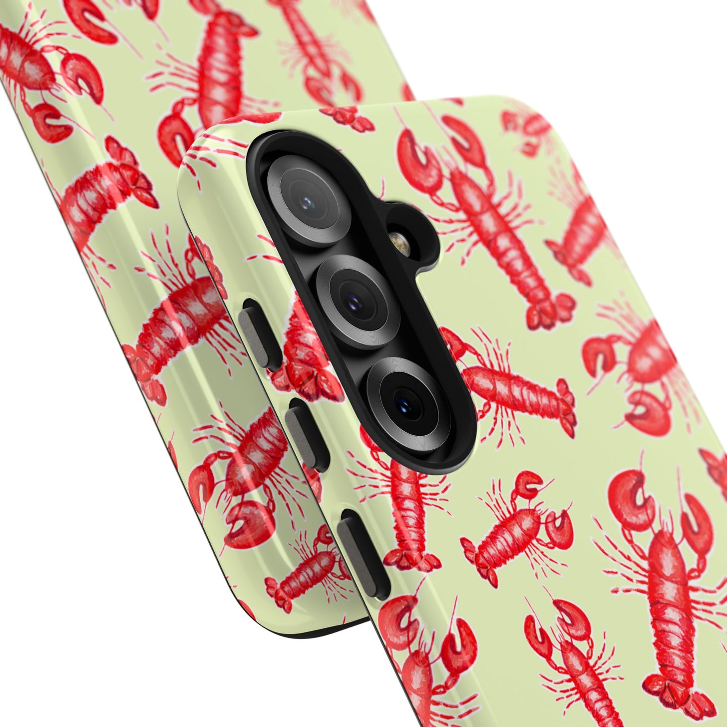 Red Lobster Watercolor Illustrated Tossed Pattern Light Yellow Tough Phone Case | Various Models