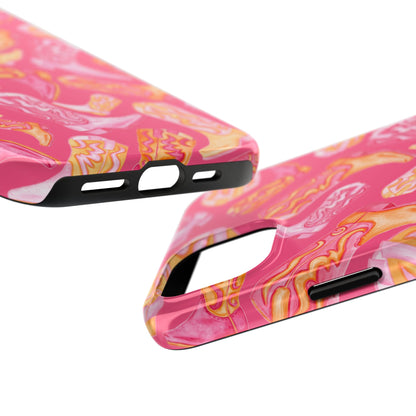 Tossed Hot Pink & Orange Watercolor Cowboy Boots Hot Pink Tough Phone Cases | Various Models