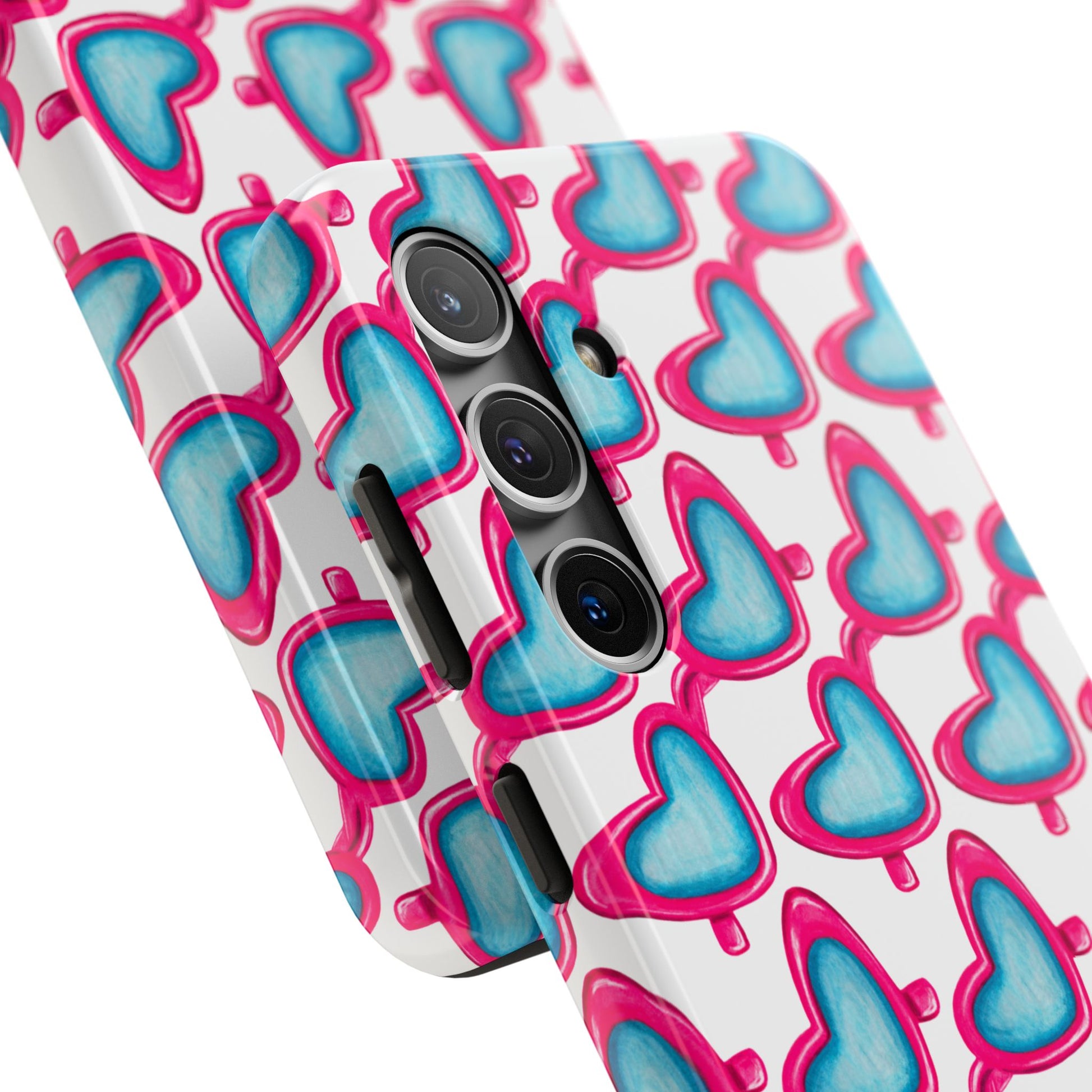 Pink Heart Shaped Sunglasses Watercolor Illustrated Tough Phone Case | Various Models