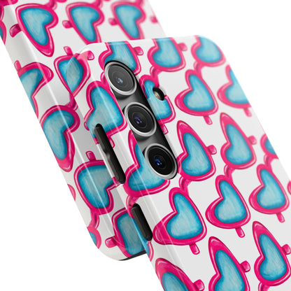 Pink Heart Shaped Sunglasses Watercolor Illustrated Tough Phone Case | Various Models