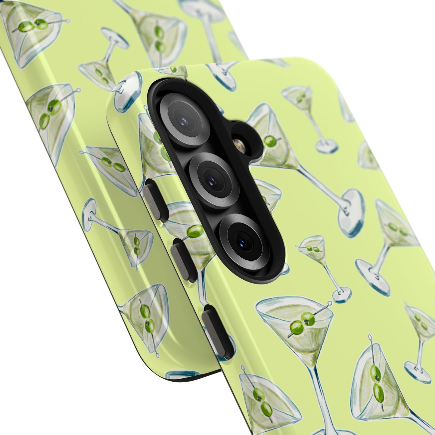 Watercolor Blue and Green Martinis Tossed Illustrated Pattern Yellow Tough Phone Case | Various Models