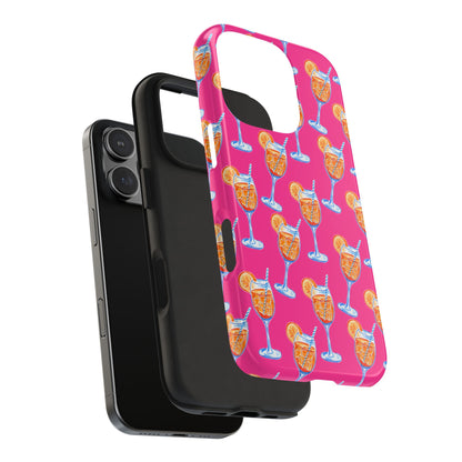 Orange & Blue Aperol Spritz Watercolor Pattern Hot Pink Phone Case | Various Models