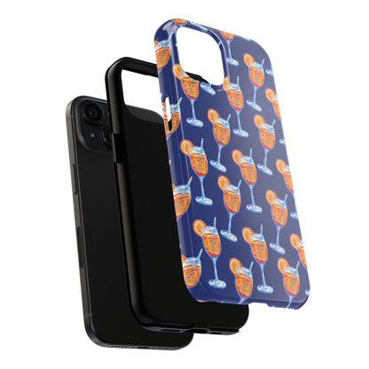 Orange & Blue Aperol Spritz Watercolor Pattern Navy Tough Case | Various Models