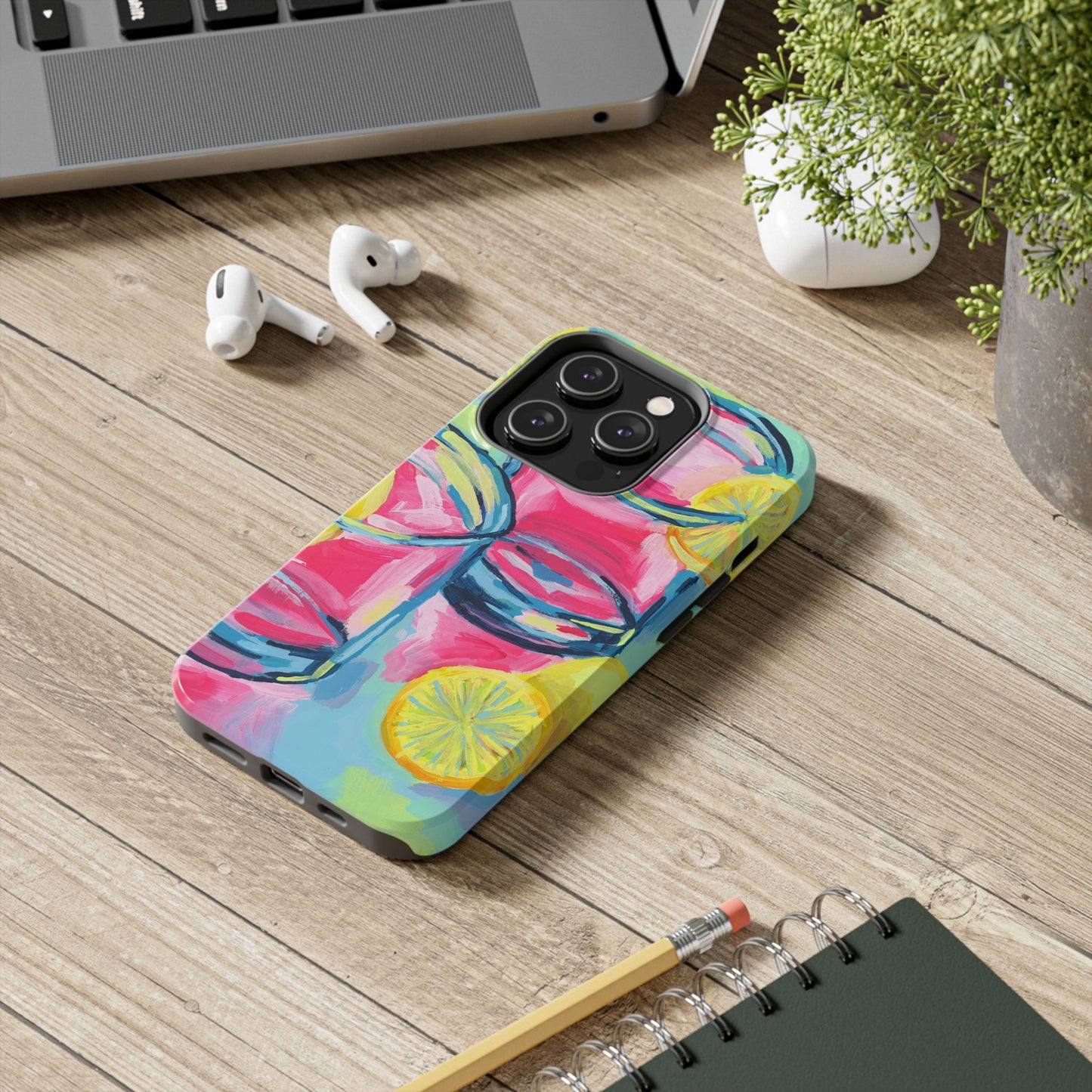 Pink Lemonade Abstract Acrylic Cocktails Tough Phone Case | Various Models Available