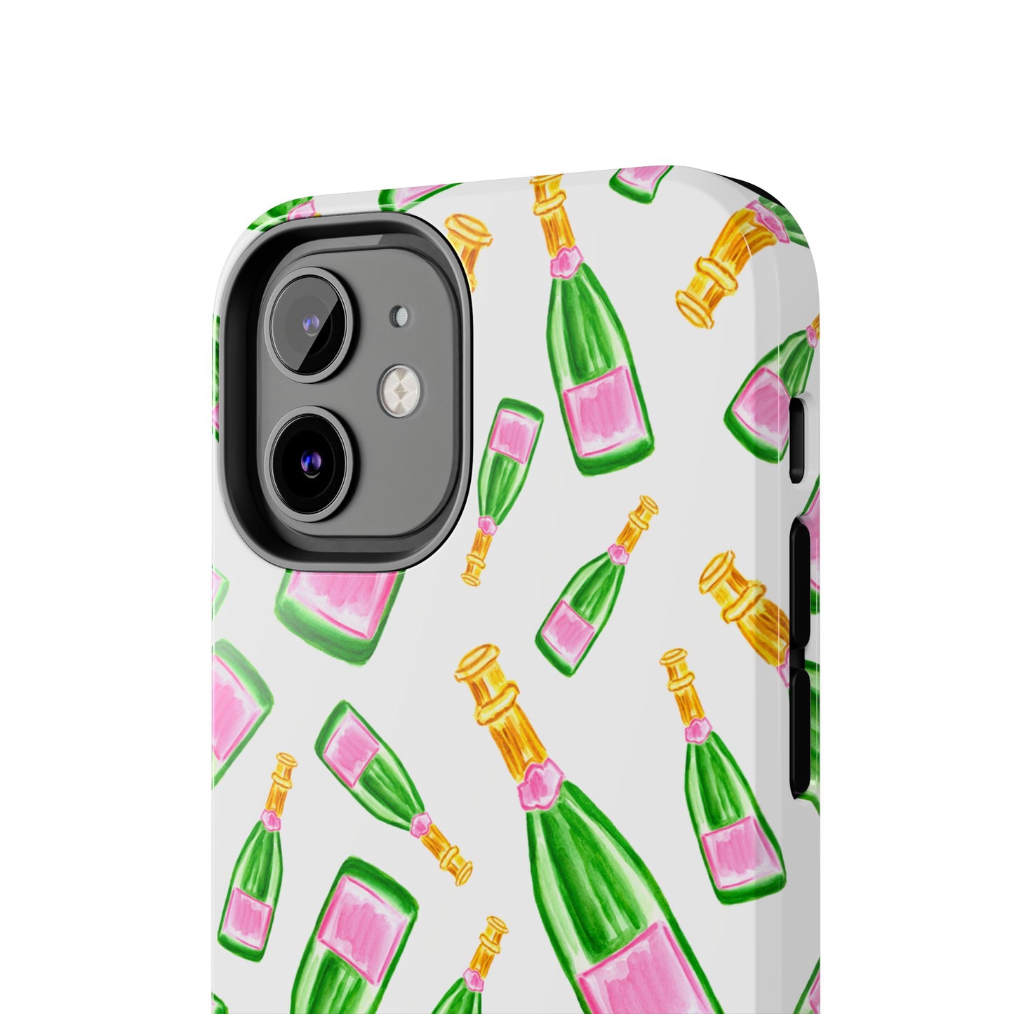 Copy of Tossed Pink and Green Watercolor Illustrated Champagne Bottles Pattern Tough Phone Case | Various Models