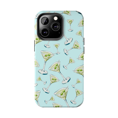 Watercolor Blue and Green Martinis Tossed Illustrated Pattern Turquoise Blue Tough Phone Case | Various Models