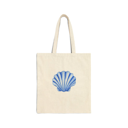 Tote Bag | Blue Watercolor Illustrated Sea Shell