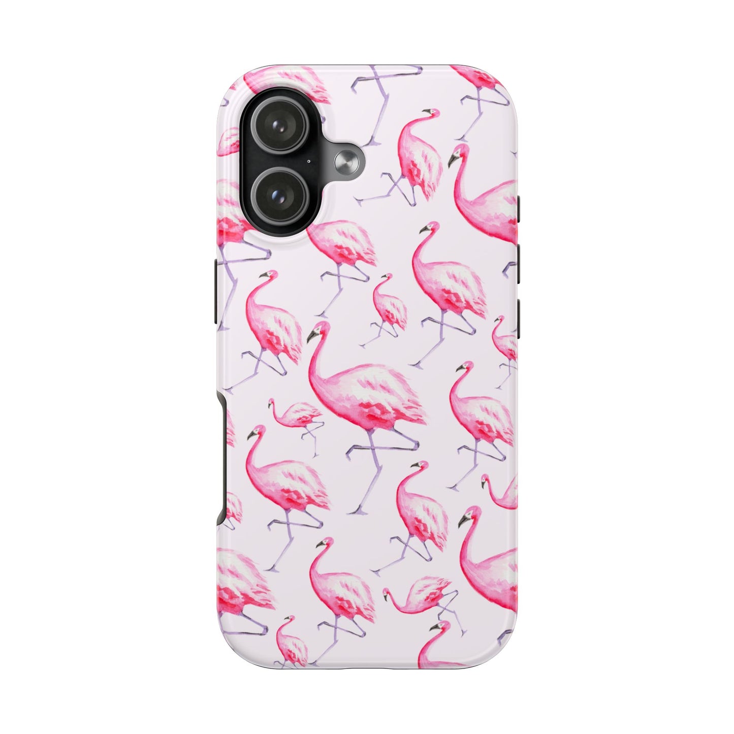 Pink Flamingos Watercolor Illustrated Tossed Pattern Blush Phone Case | Various Models iPhone 17
