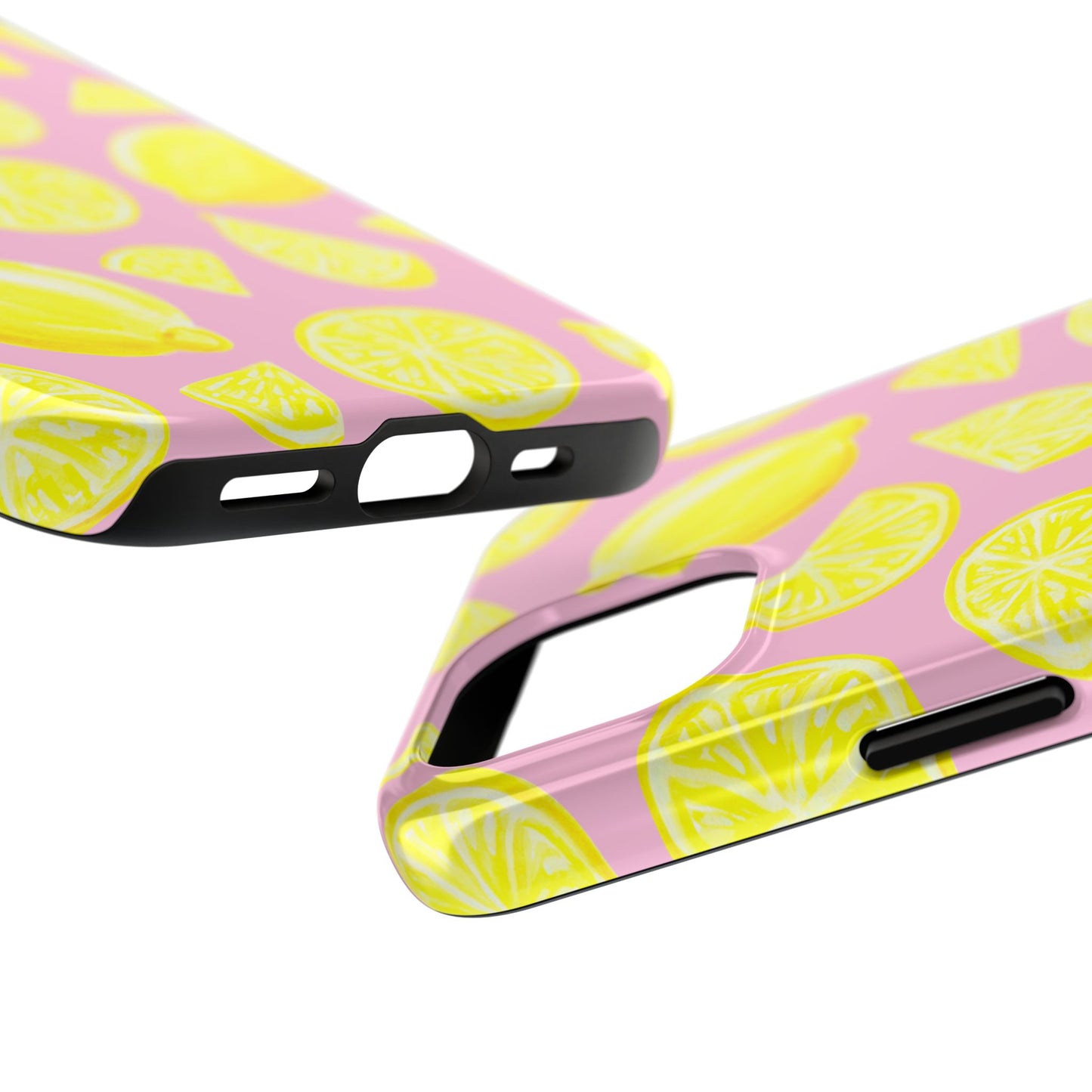 Bright Yellow Lemons Watercolor Illustrated Tossed Pattern Light Pink Tough Phone Case | Various Models