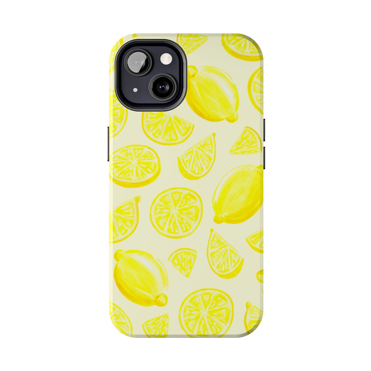 Bright Yellow Lemons Watercolor Illustrated Tossed Pattern Pale Yellow Tough Phone Case | Various Models