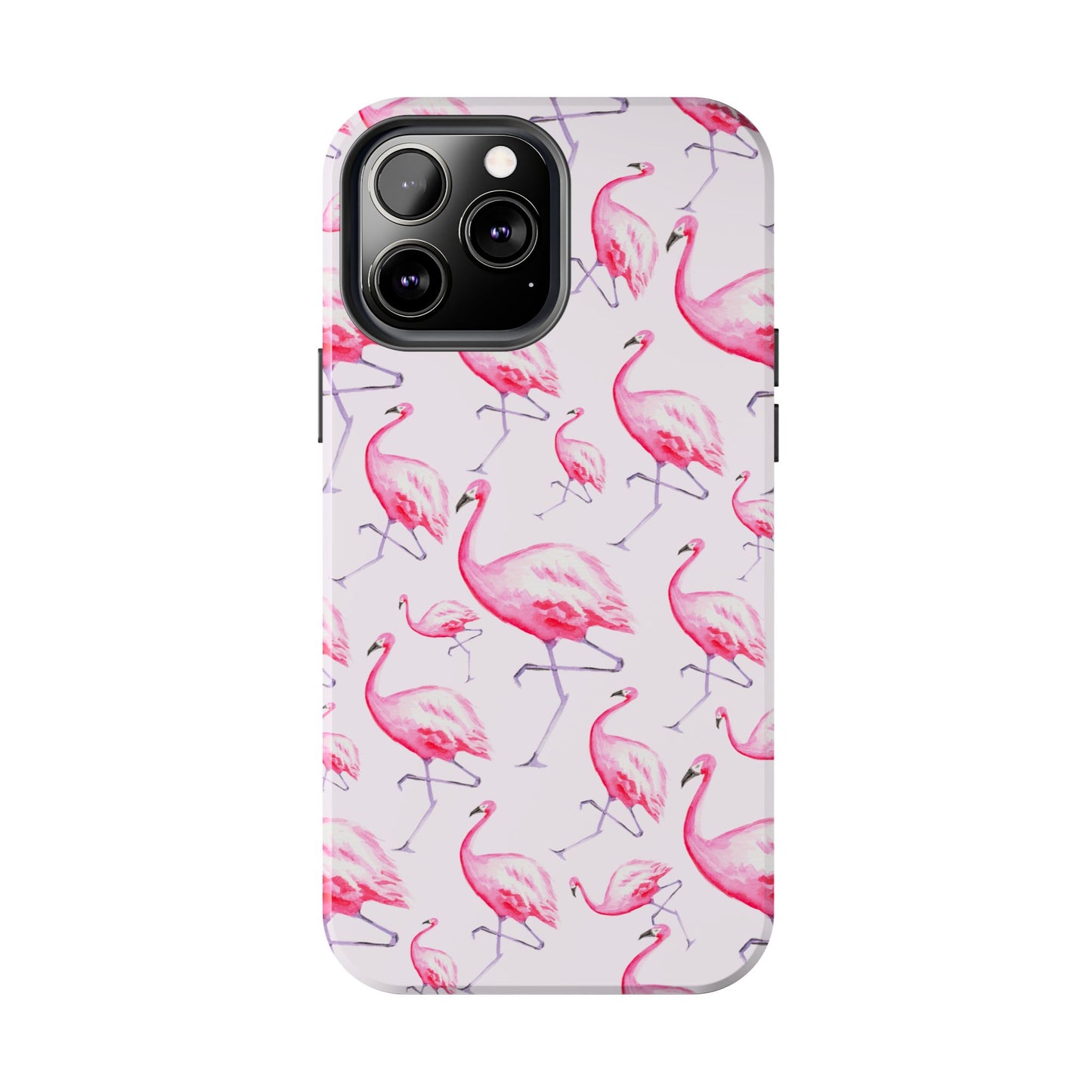 Pink Flamingos Watercolor Illustrated Tossed Pattern Blush Phone Case | Various Models