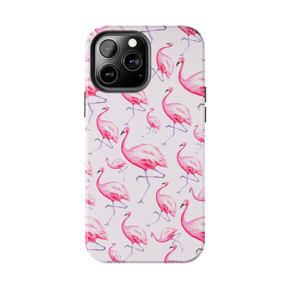 Pink Flamingos Watercolor Illustrated Tossed Pattern Blush Phone Case | Various Models